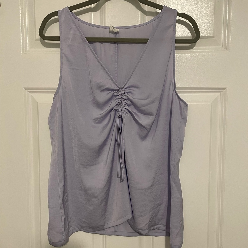 Melrose and Market Purple Ruched Tie Front Tank Top